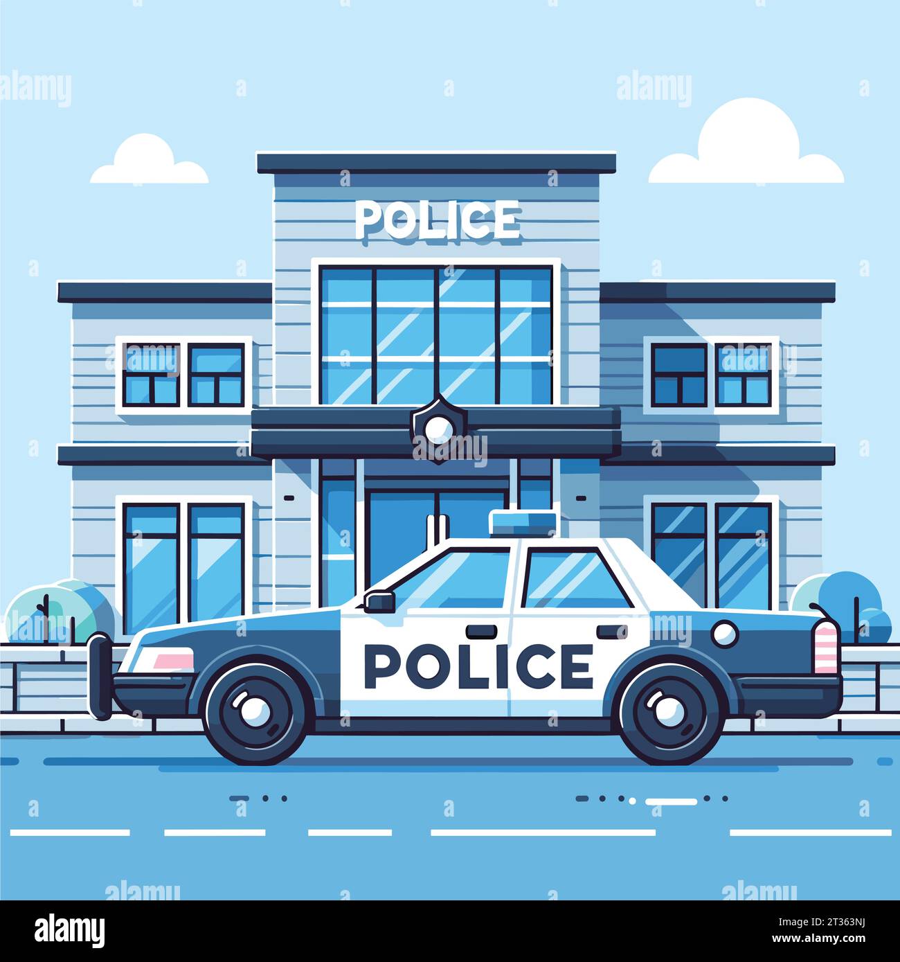 Police car the the police station Stock Vector