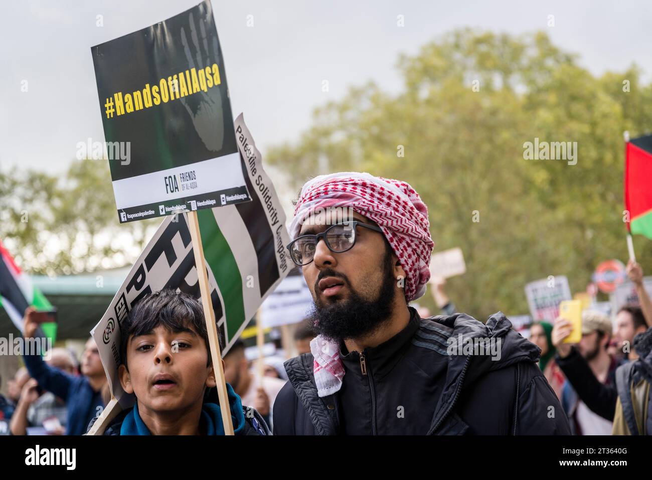 Pro-Palestinian protest in Central London on 21/10/2023, England, UK