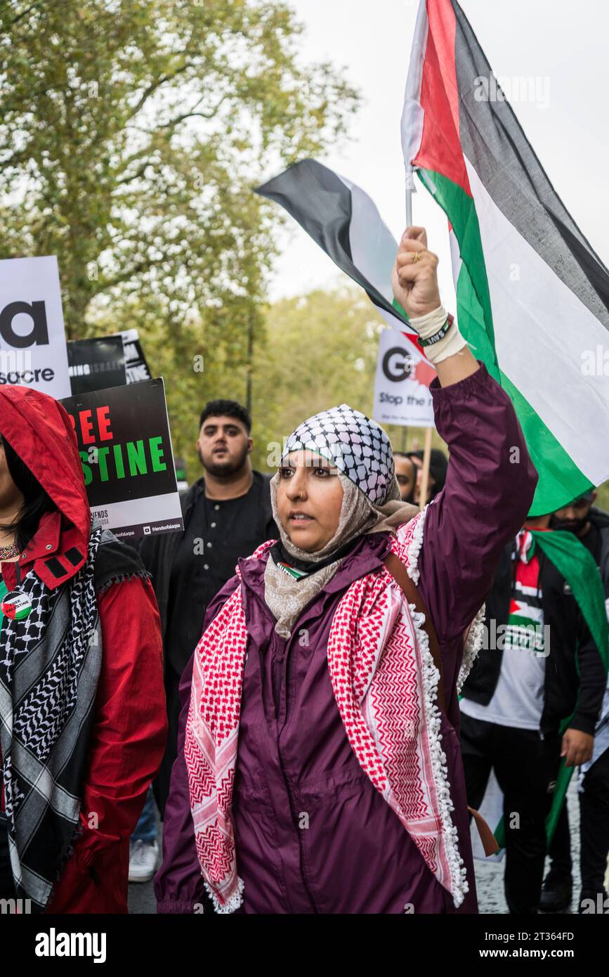 Pro-Palestinian protest in Central London on 21/10/2023, England, UK
