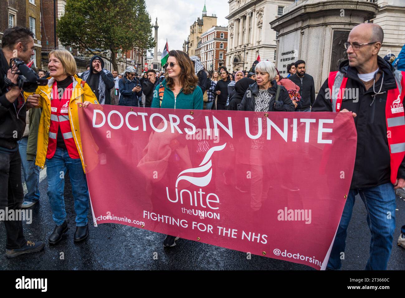 Doctors in Unite union at the Pro-Palestinian protest in Central London on 21/10/2023, England, UK Stock Photo