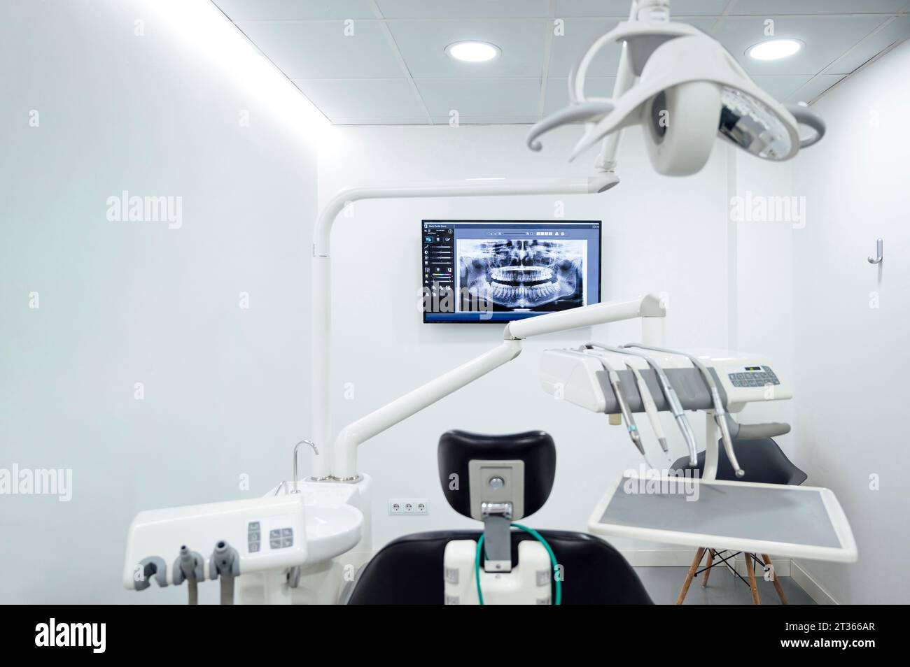 Medical equipment in examination room at clinic Stock Photo