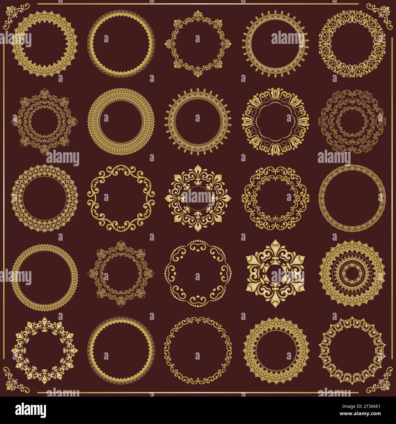 Vintage set of vector round elements. Different elements for design ...