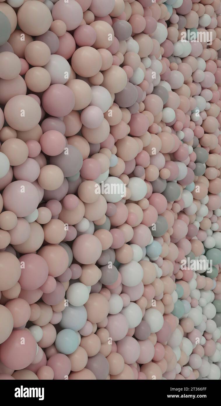 3D spheres with pastel beige and green color Stock Photo