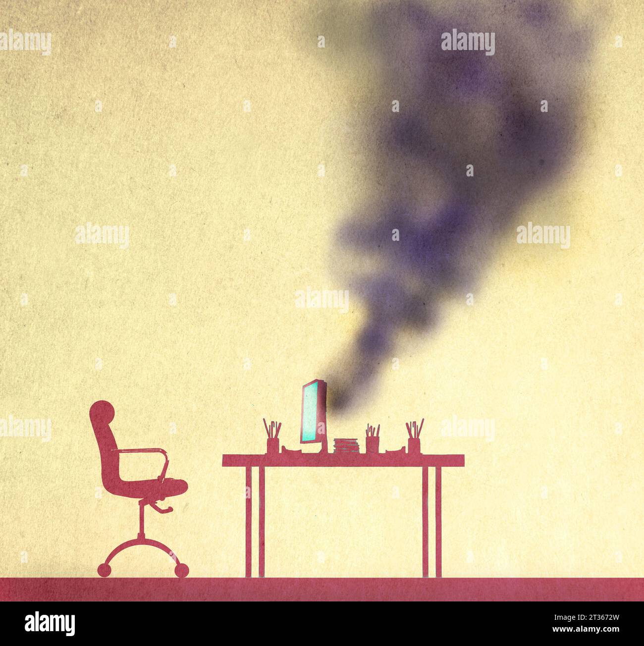 Illustration of smoke rising from computer monitor Stock Photo Alamy