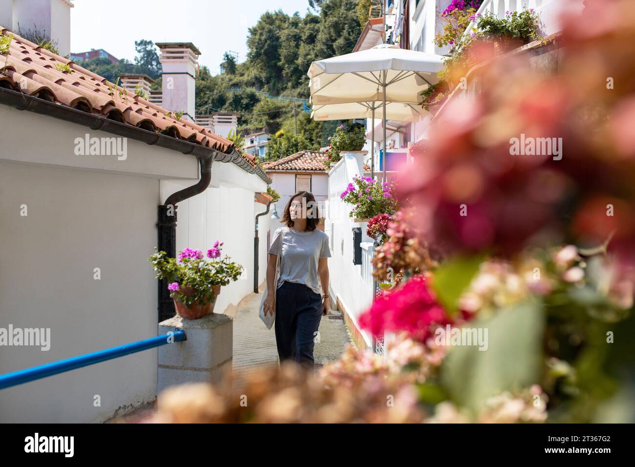 Narrow street in village hi-res stock photography and images - Alamy