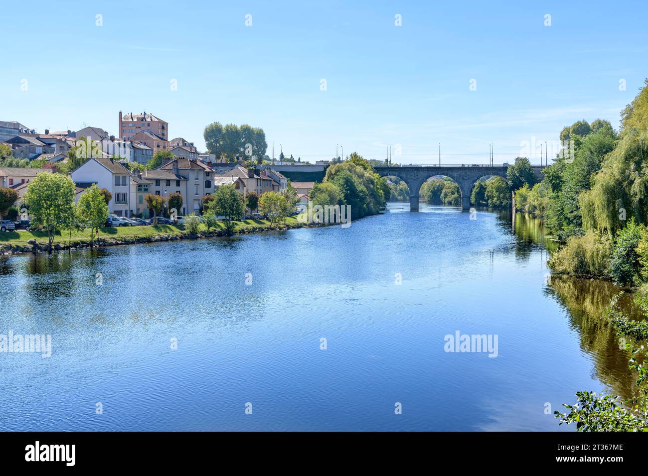 The view south from Pont SaintÉtienne bridge in Limoges France. With