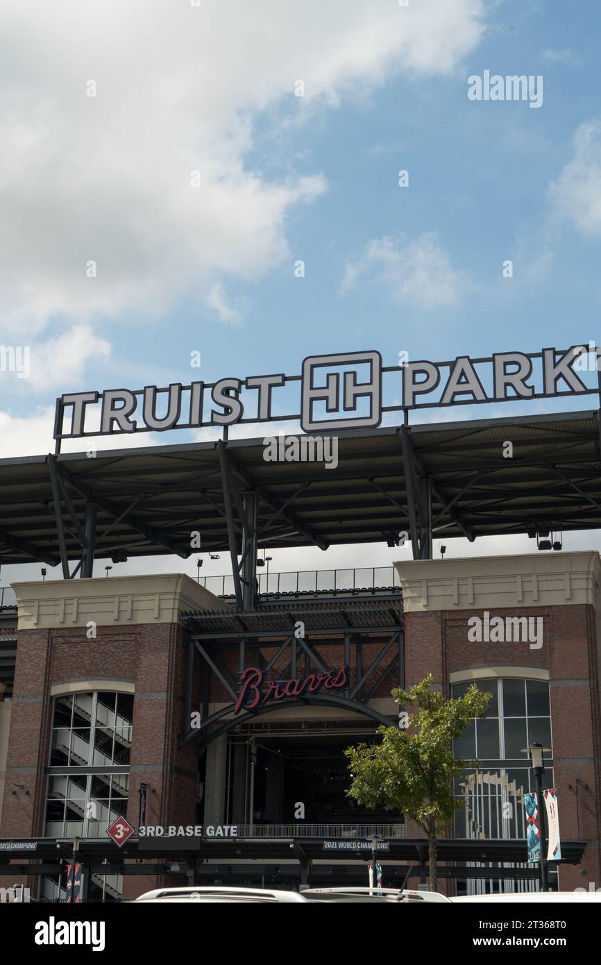Atlanta, GA, USA August 13, 2022An entrance to Truist Stadium in