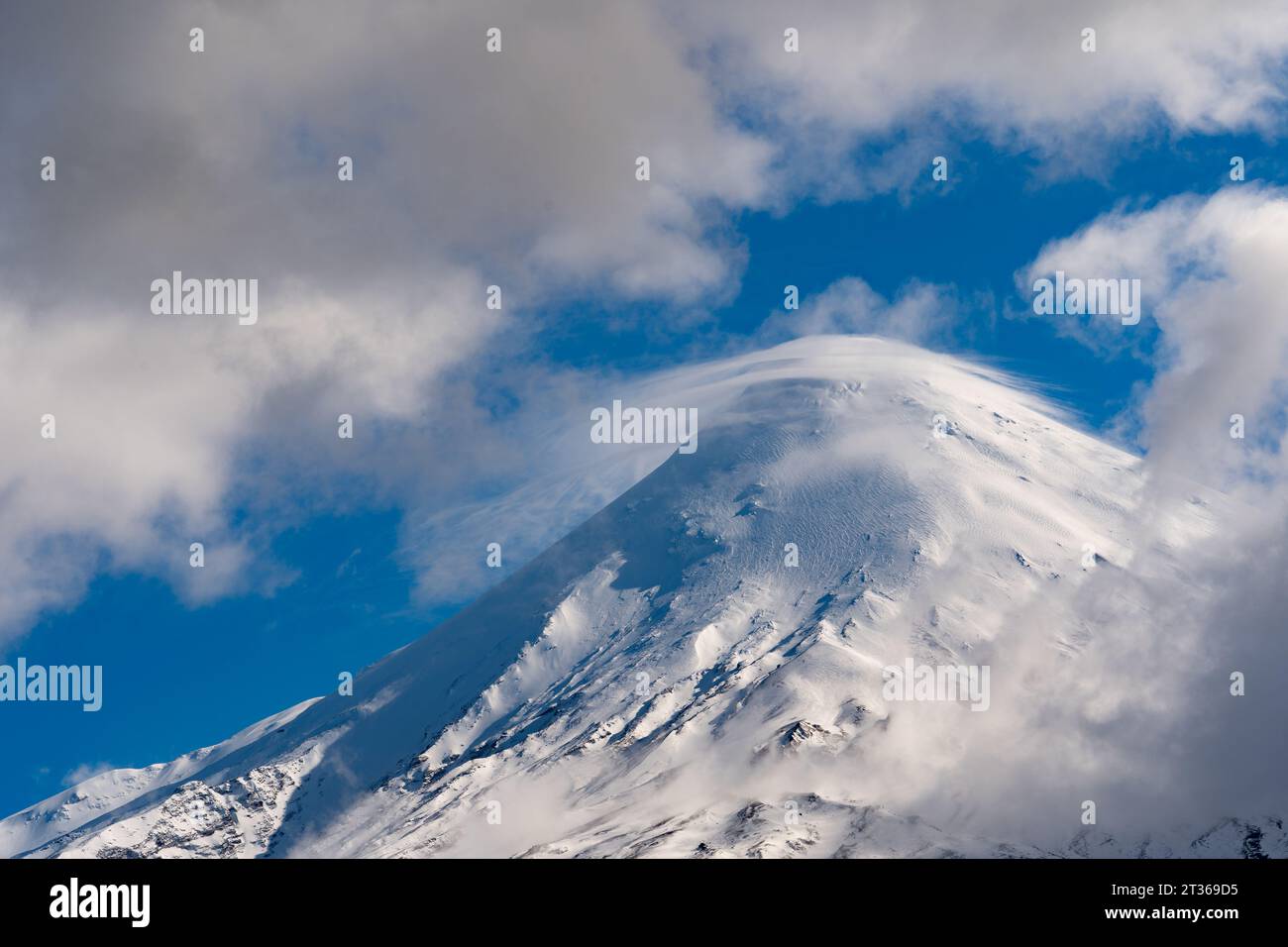 Top of the Osorno volcano. Photo took during my last travel in south america. From this stratovolcano born rhe petrohue river. Stock Photo