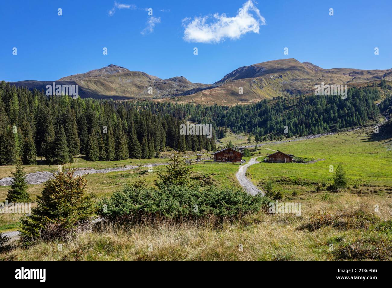 Austria, Salzburger Land, Huts in Rauris Valley Stock Photo