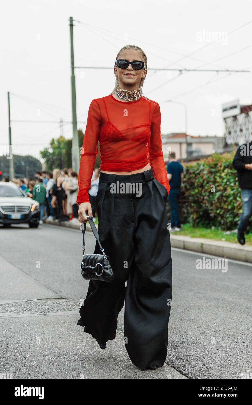 Caroline Daur wears all Gucci, outside Gucci show during Milan Fashion ...