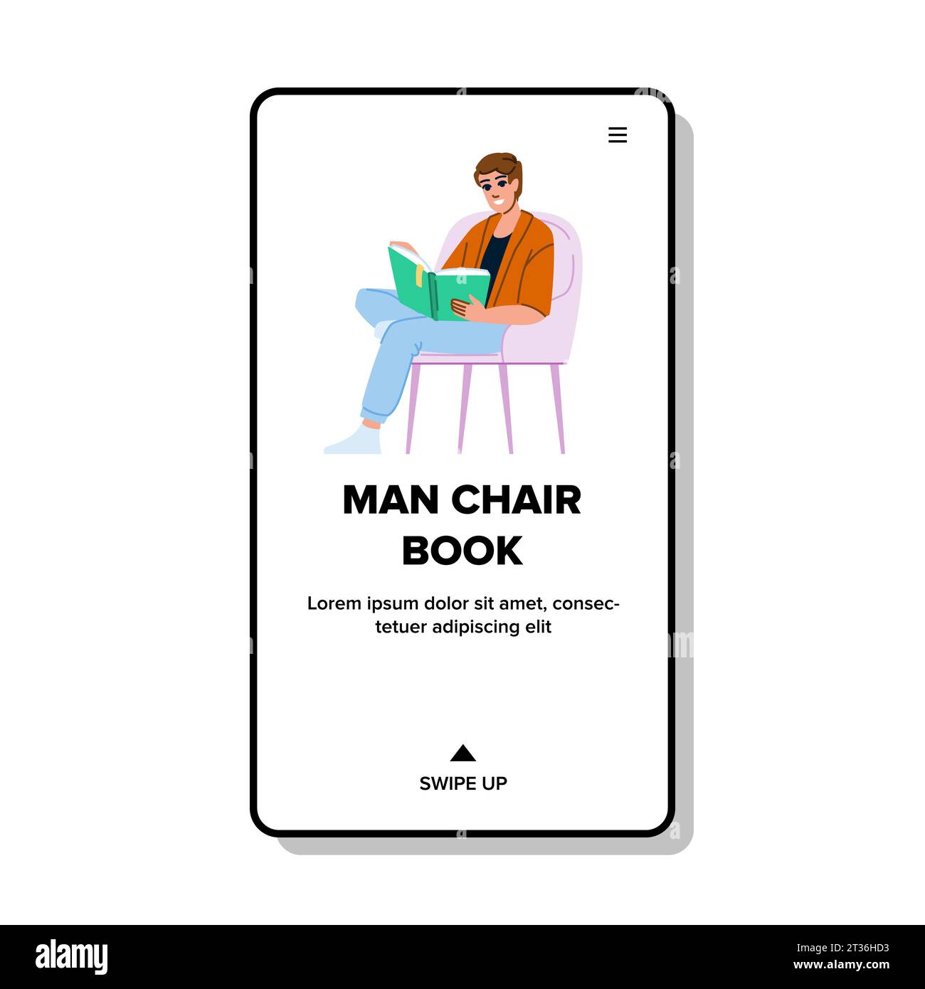 lifestyle man chair book vector Stock Vector Image & Art - Alamy