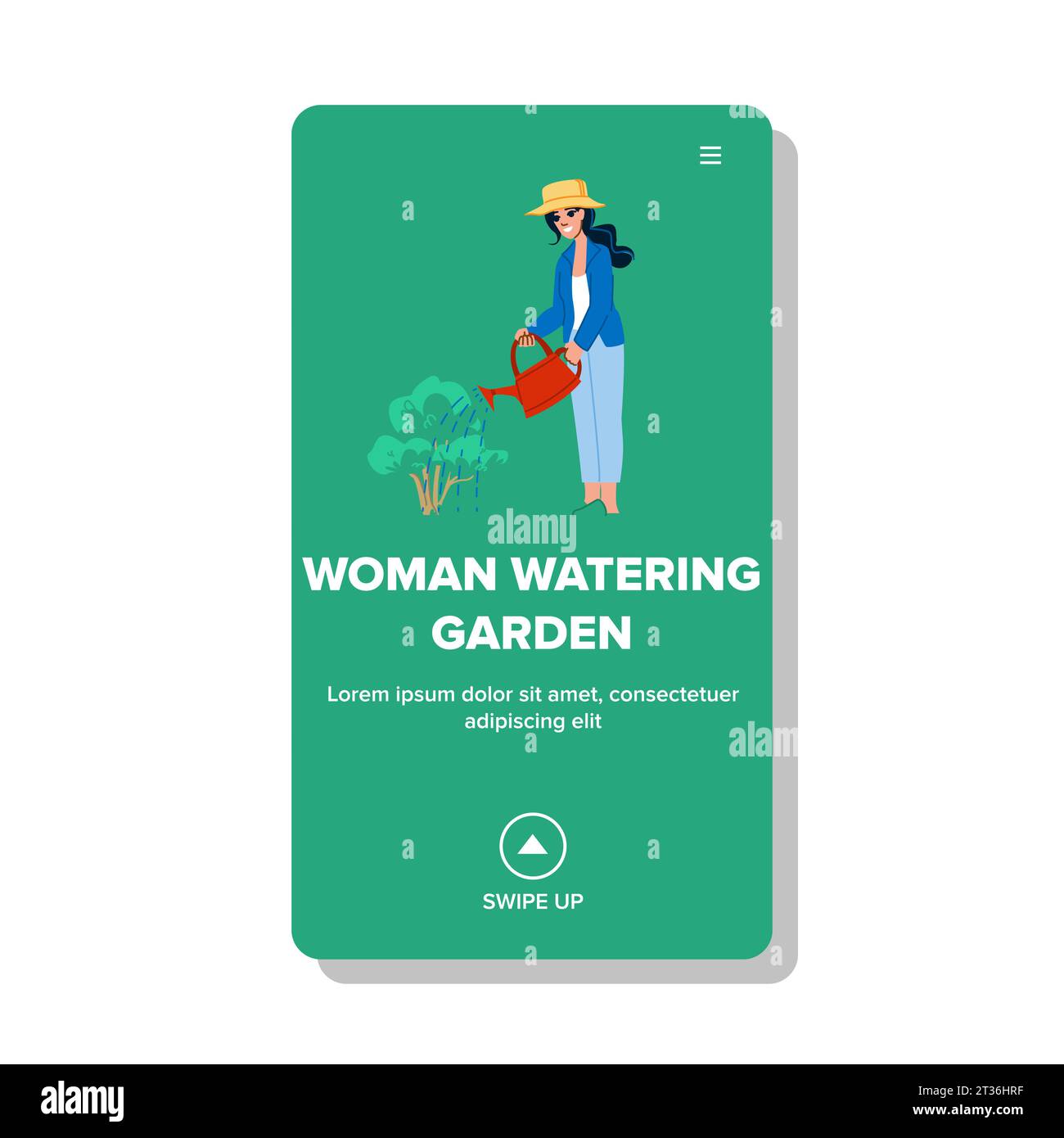 green woman watering garden vector Stock Vector Image & Art Alamy