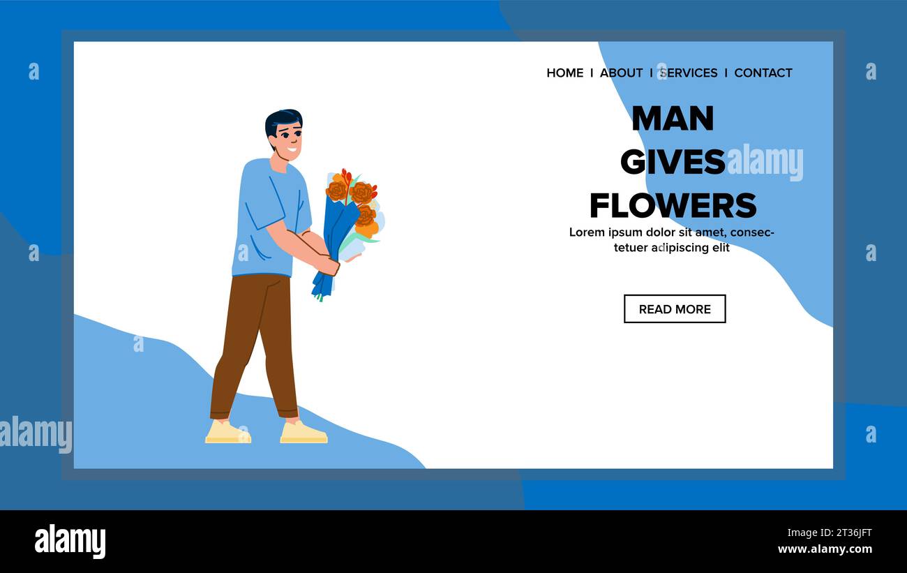love man gives flowers vector Stock Vector Image & Art Alamy