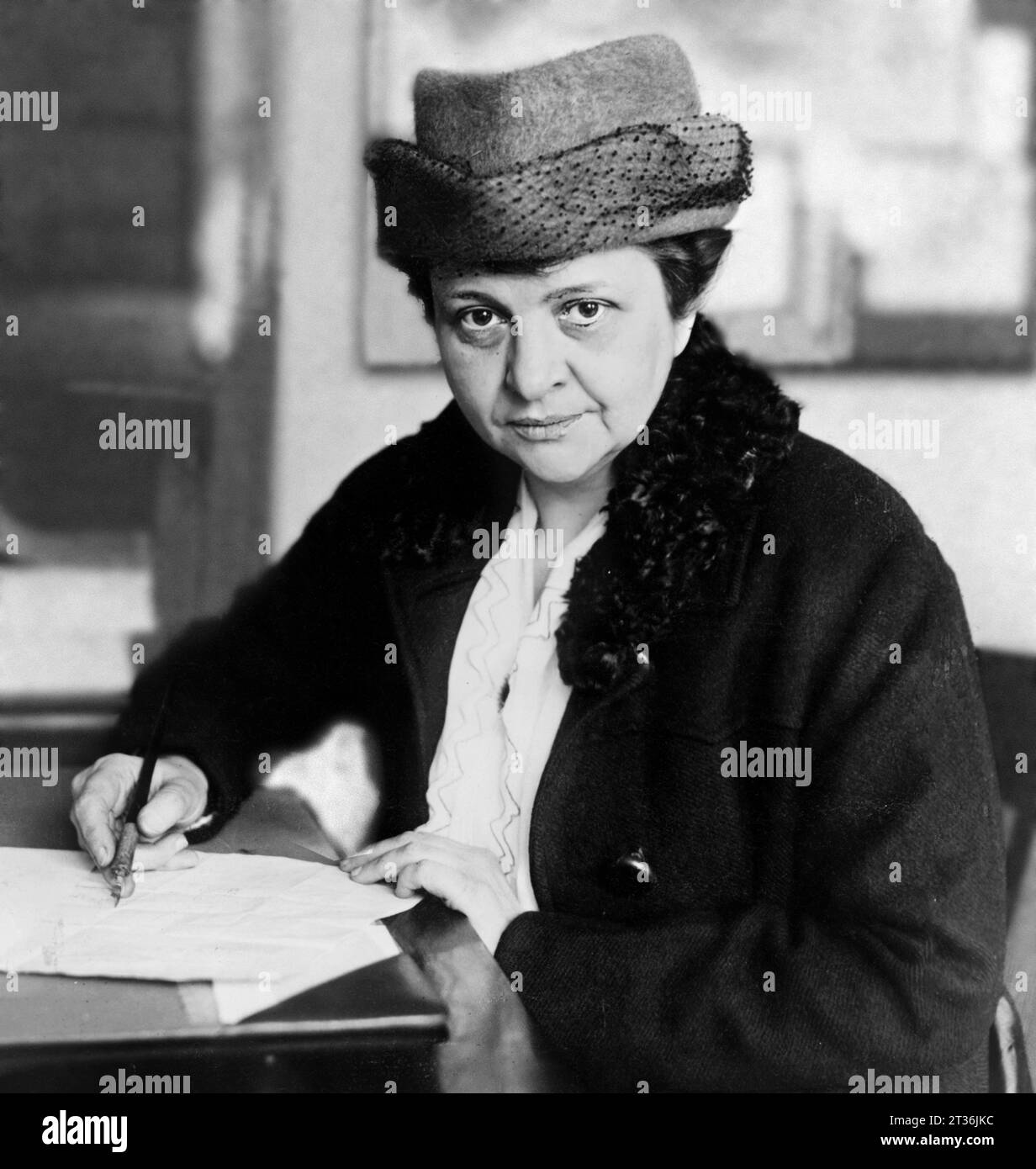 Frances Perkins. Portrait of the American workers rights advocate and former US Secretary of Labor,  Fannie Coralie Perkins (1880-1965), 1918 Stock Photo
