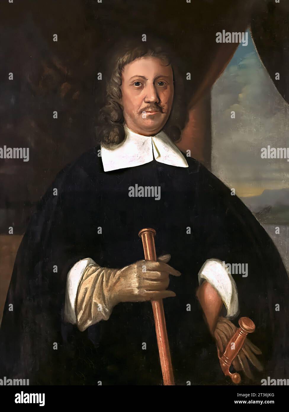Jan van Riebeeck. Portrait of the Dutch navigator and Dutch East India Company administrator, Johan Anthoniszoon 'Jan' van Riebeeck (1619-1677), unknown artist, oil on canvas, c. 1660 Stock Photo