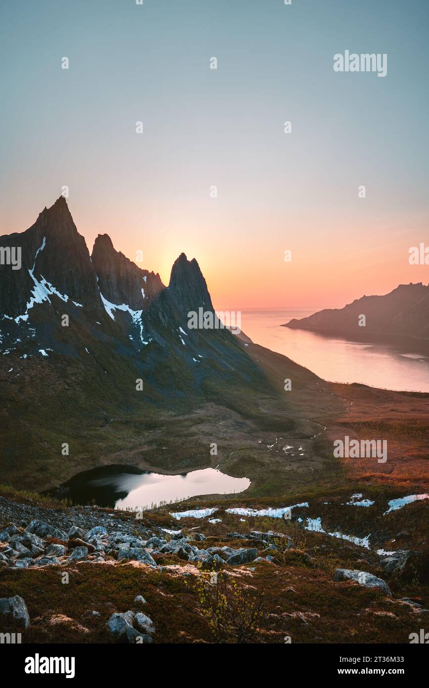 Norway mountains landscape Senja island midnight sun scenery travel in ...