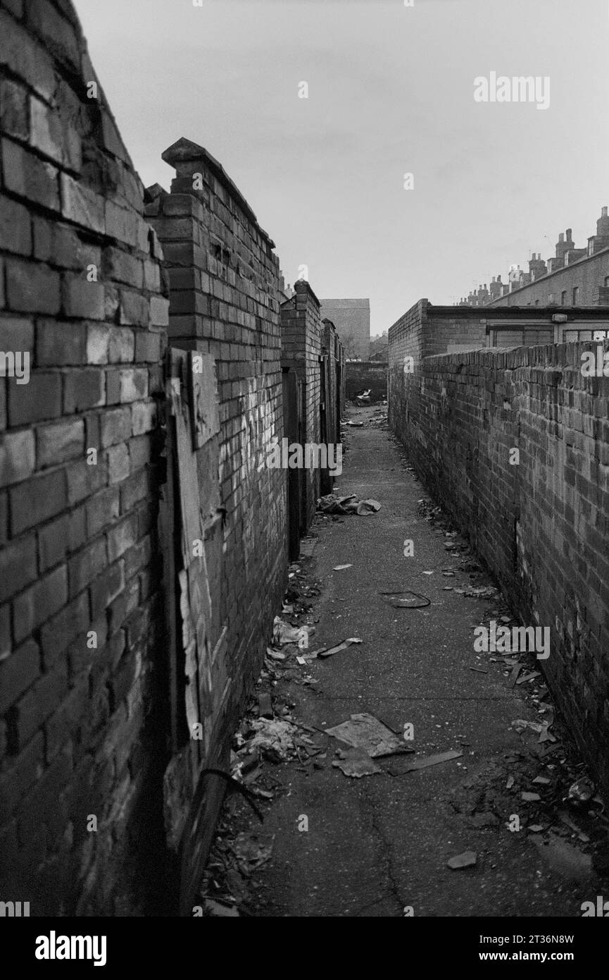 Back alley and entrances to the back yards of Victorian terraced houses