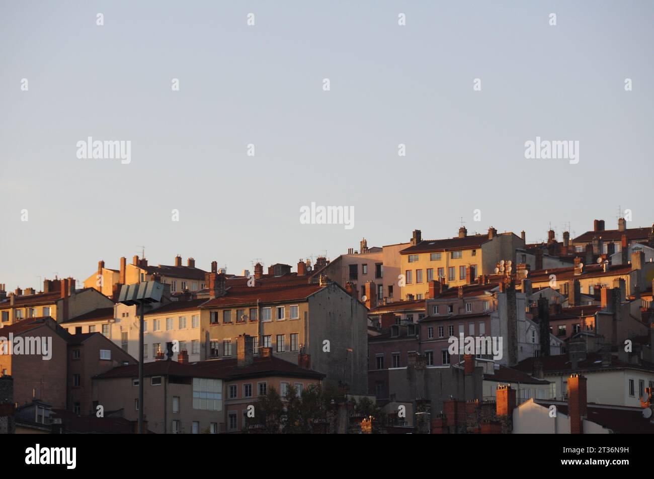View of the Pentes de la Croix Rousse and Croix Rousse neighborhoods in Lyon, France Stock Photo