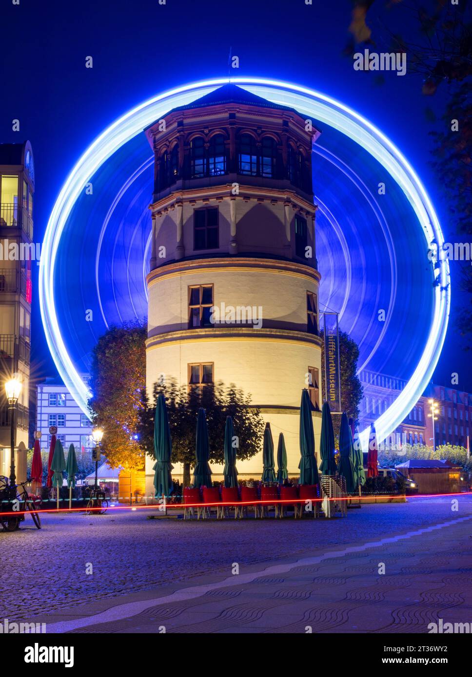 Ferris Wheel with Tower Stock Photo - Alamy