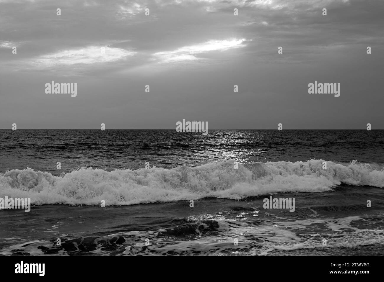 black and white picture of the atlantic ocean in Matalascanas Stock ...