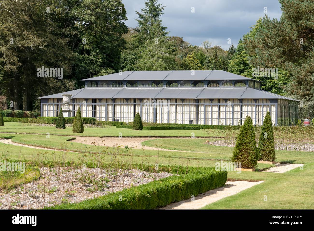 modern event building at Château de Kergrist, France. Medieval estate house with normandy turrets Stock Photo