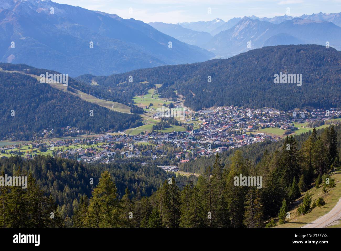 Panoramic view of Seefeld in Tirol Stock Photo