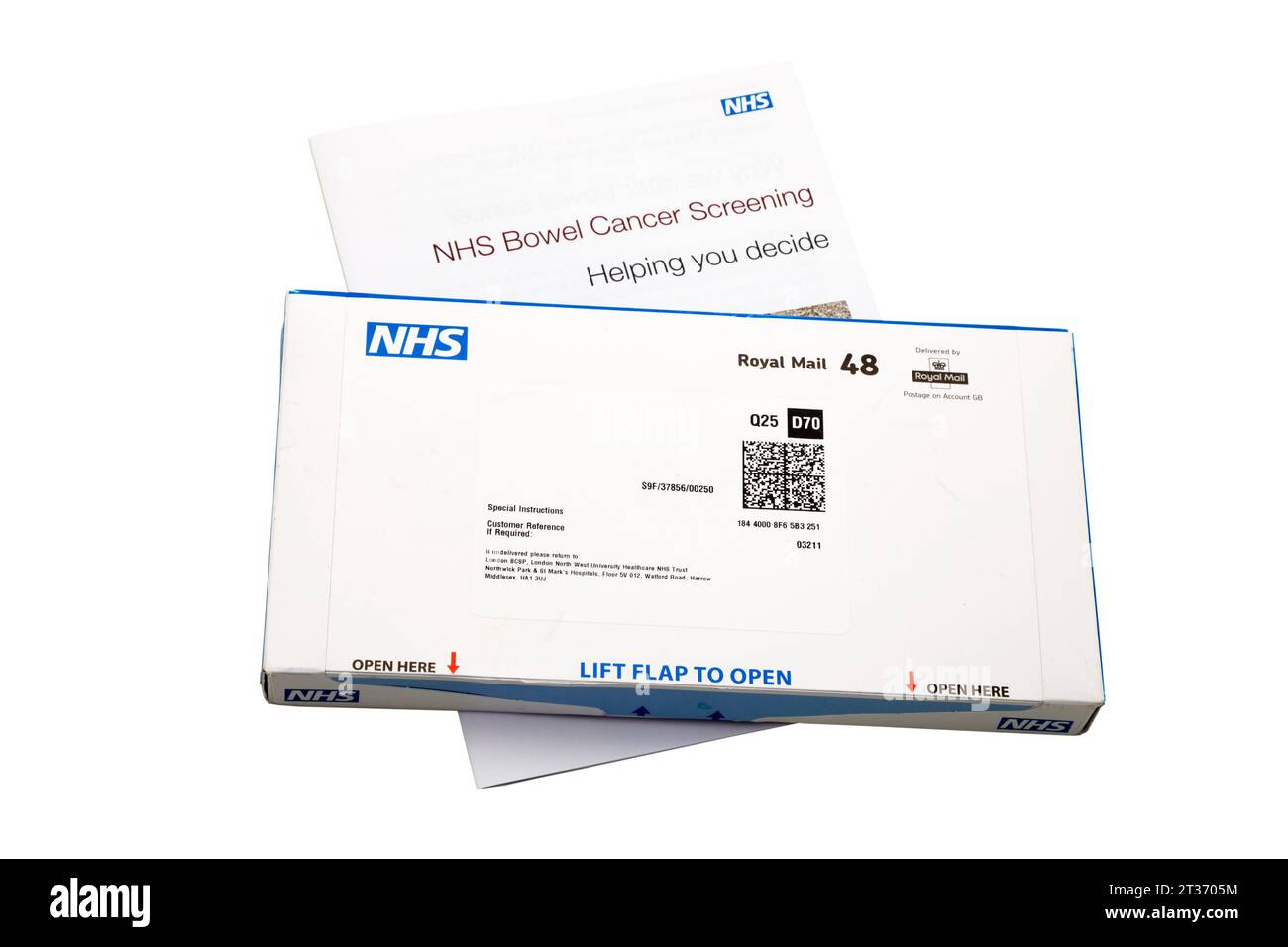 NHS submitting kit for over 60 / sixty year old people to submit a poo