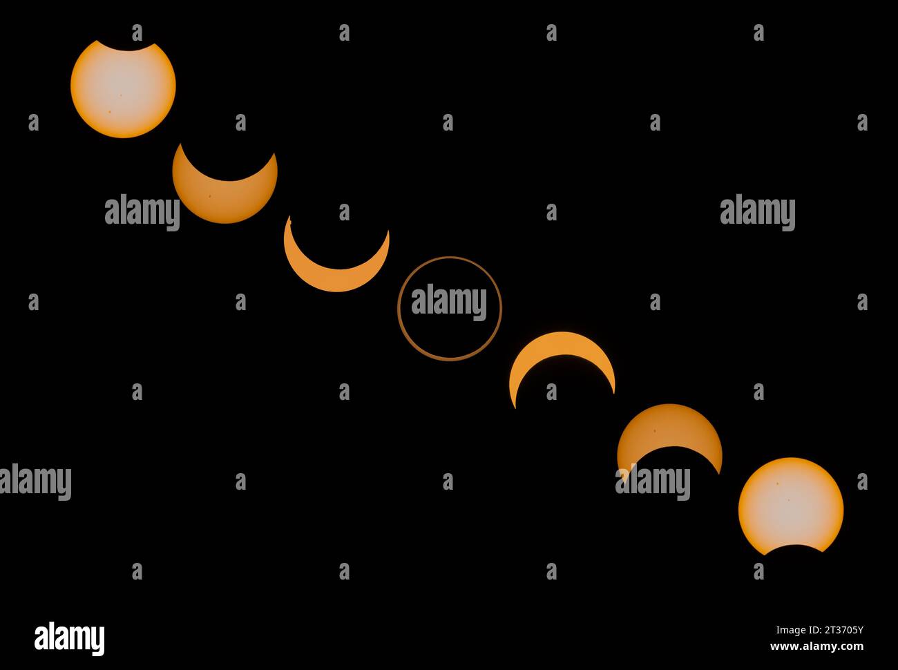 Annular Solar Eclipse Sequence Stock Photo