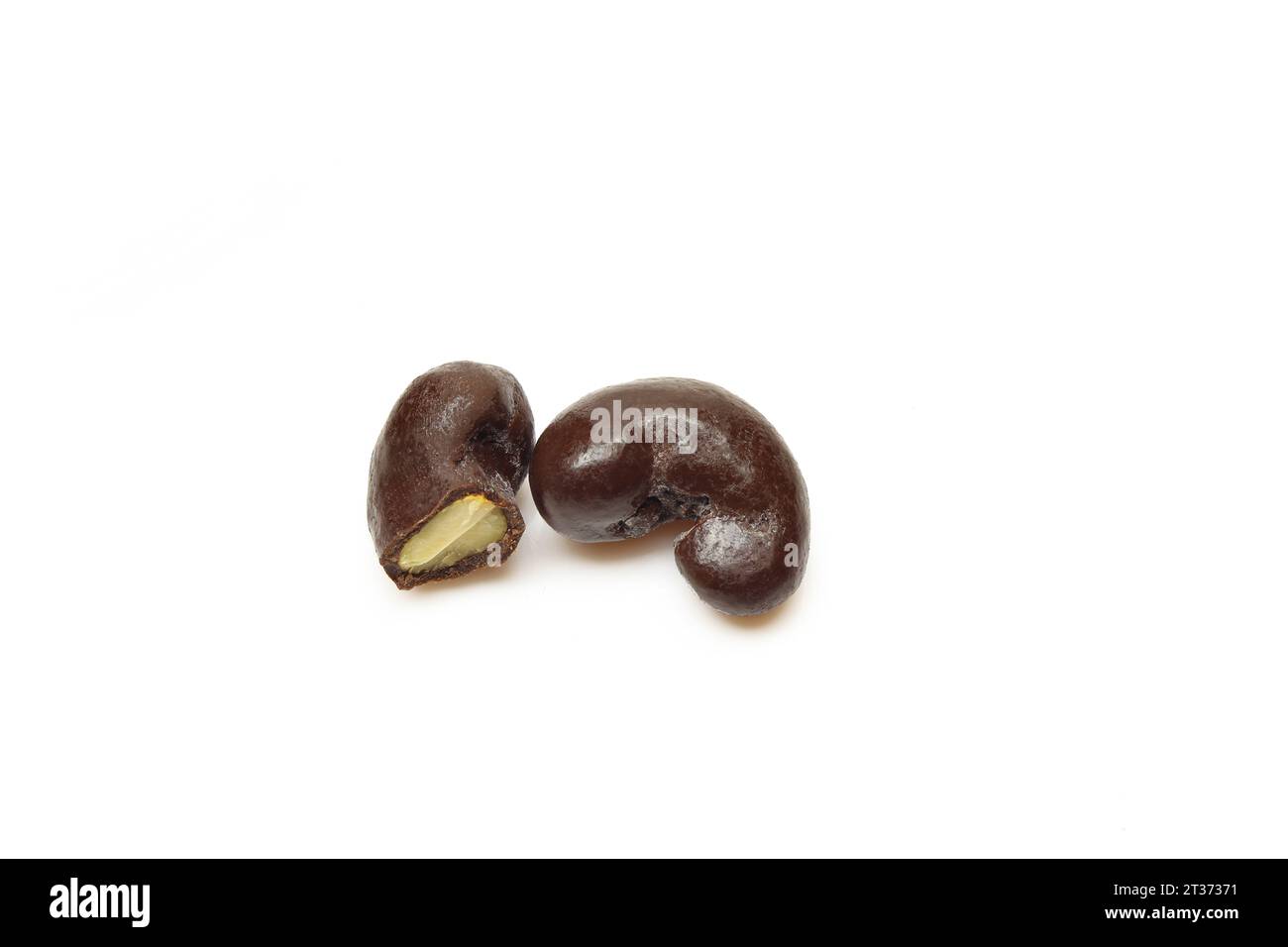 Chocolate coated peanuts snack isolated on white background Stock Photo