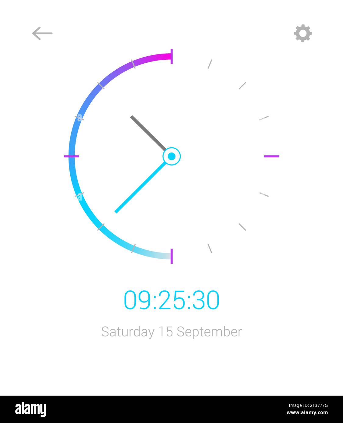 Clock mobile app concept UI design day and night. Clock user interface
