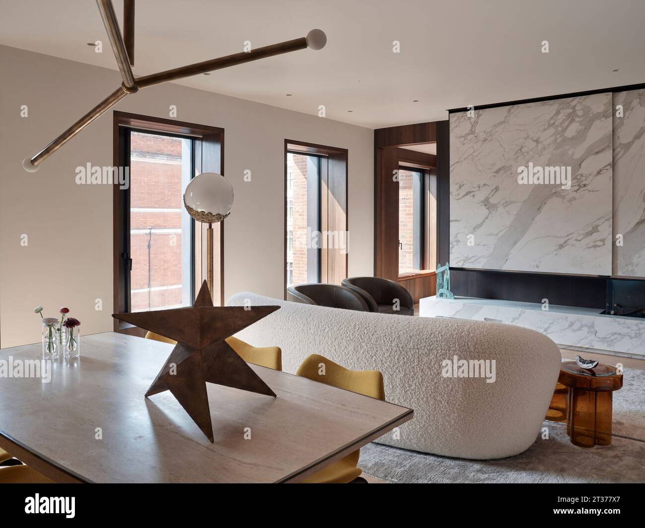 Open plan living area. Mount Row Apartments, London, United Kingdom