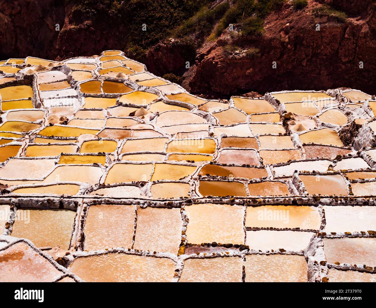 Stunning detail of the famous salt ponds of Maras in the sacred valley ...