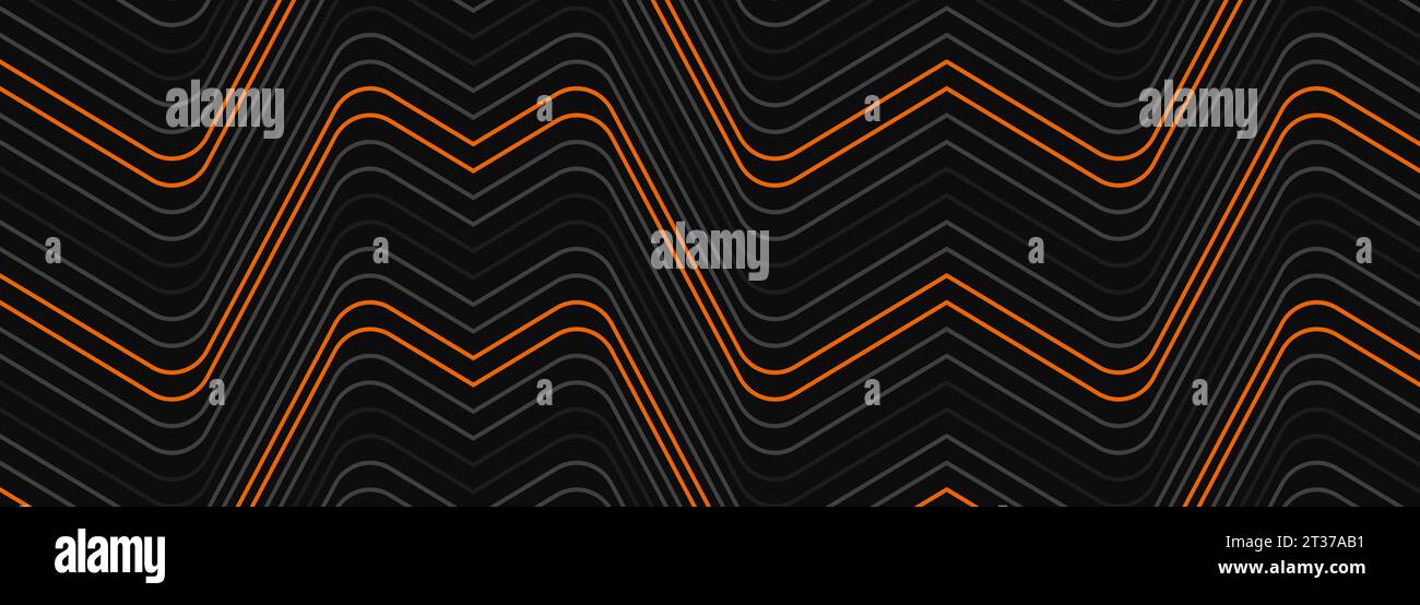 Black wide abstract vector background banner with orange and grey ...