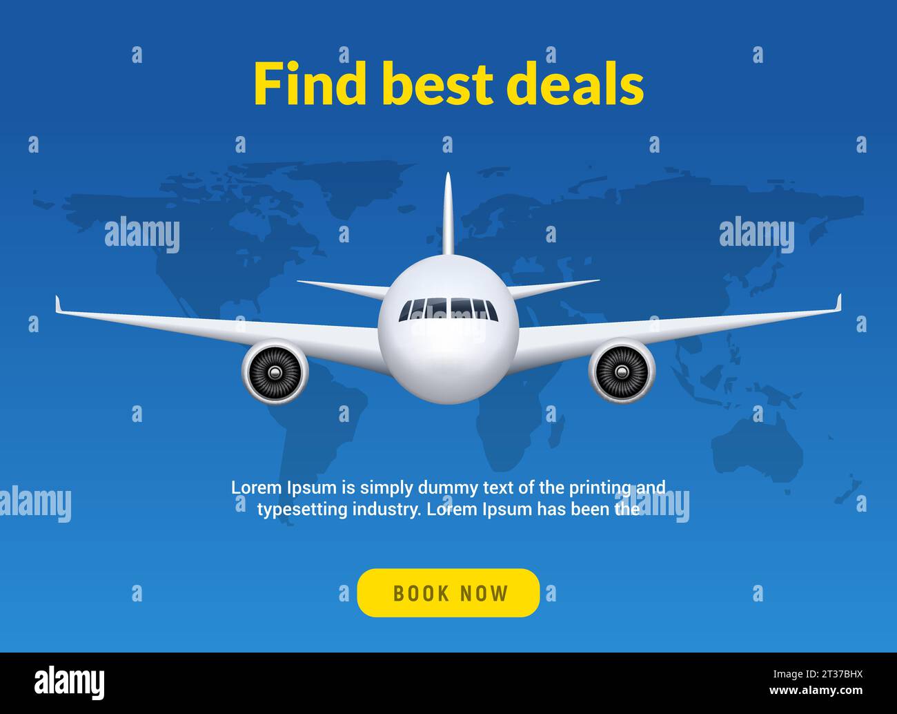 Flight travel trip banner for online booking. Vector Airplane ticket