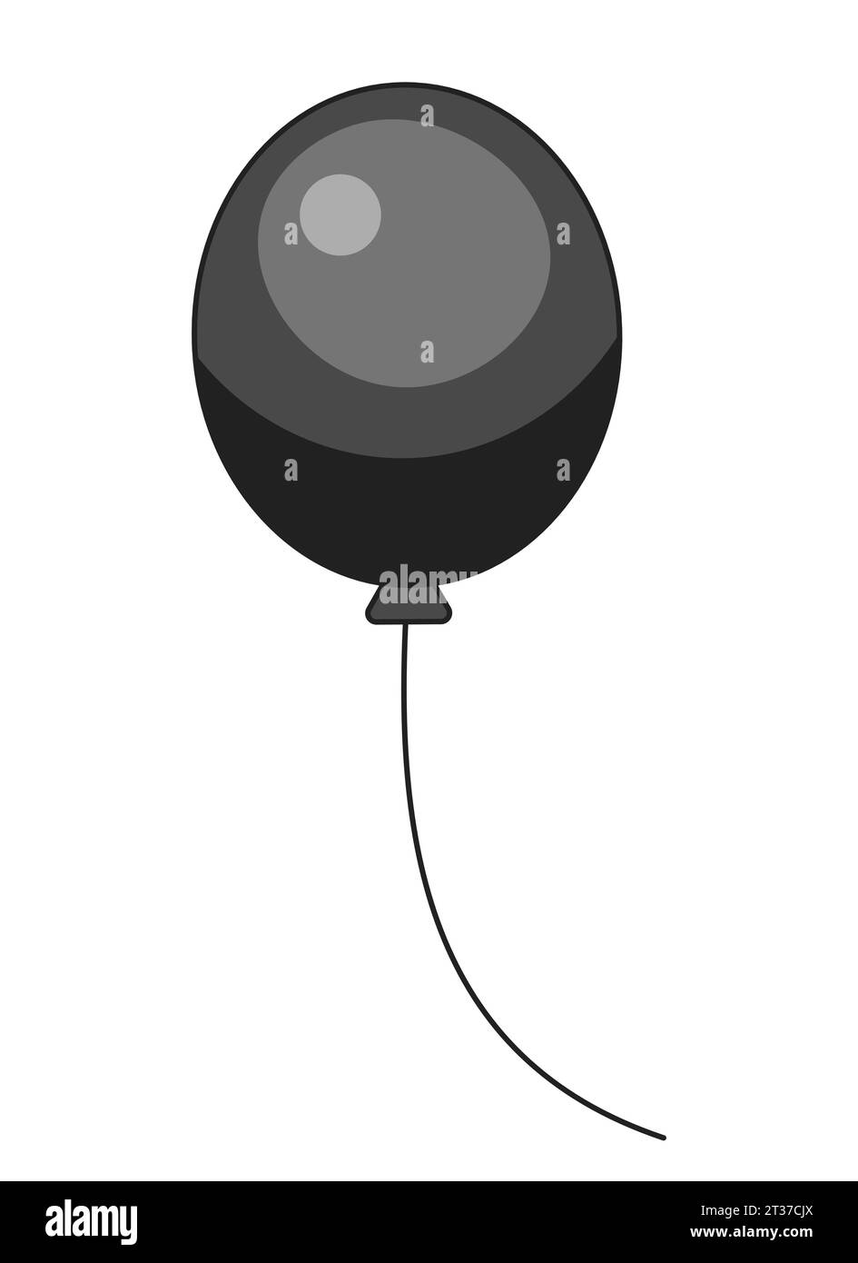 Helium balloon floating black and white 2D cartoon object Stock Vector