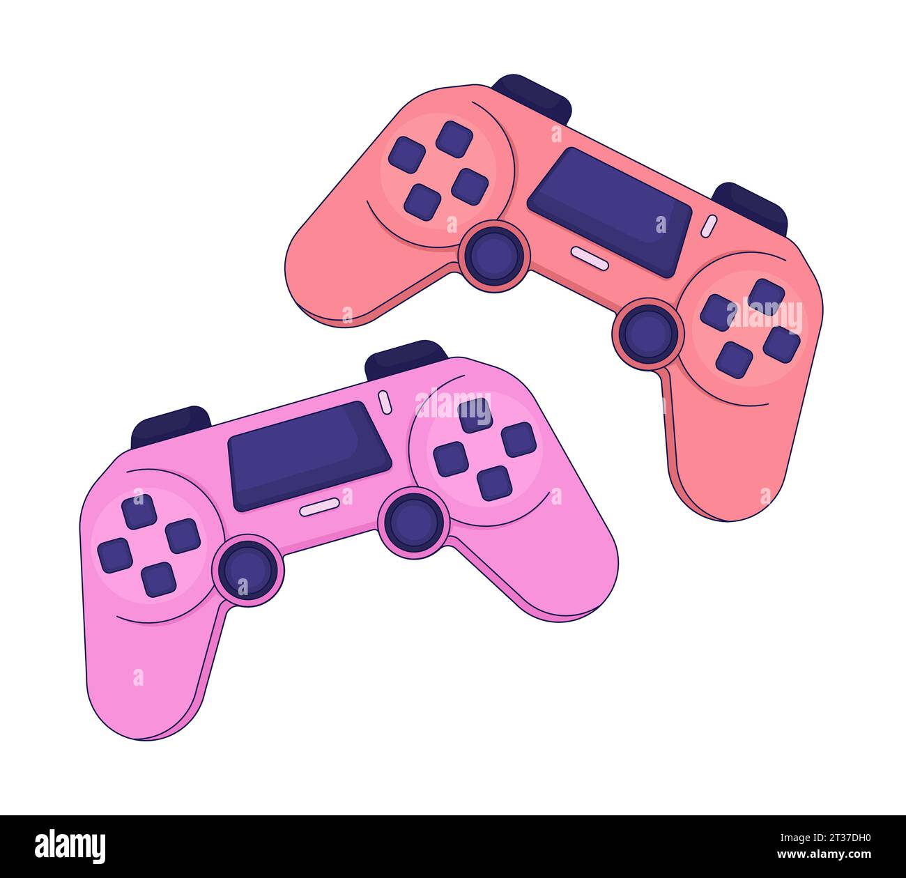 Joysticks two players 2D linear cartoon object Stock Vector Image & Art ...