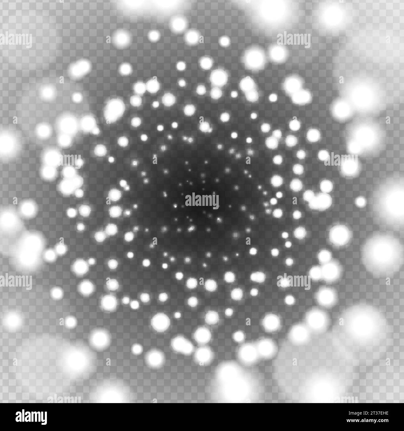 Vector white neon tunnel light effect with sparks particles on