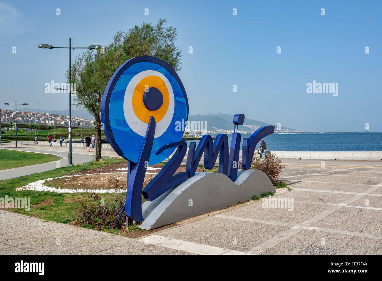 Izmir sign in Kordon promenade in Izmir, Turkey Stock Photo