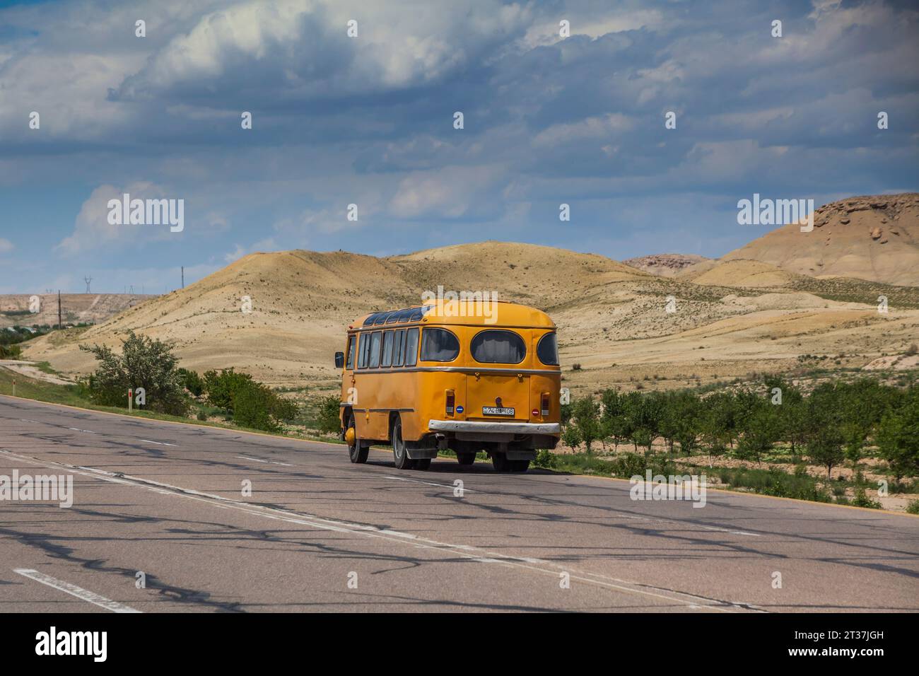 8.05.2023. Azerbaijan, Nakhchivan, road M7. PAZ-672 on public route. Stock Photo