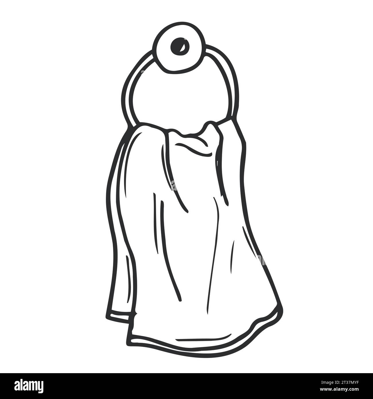 hanging towel in bathroom cartoon vector and illustration, black and