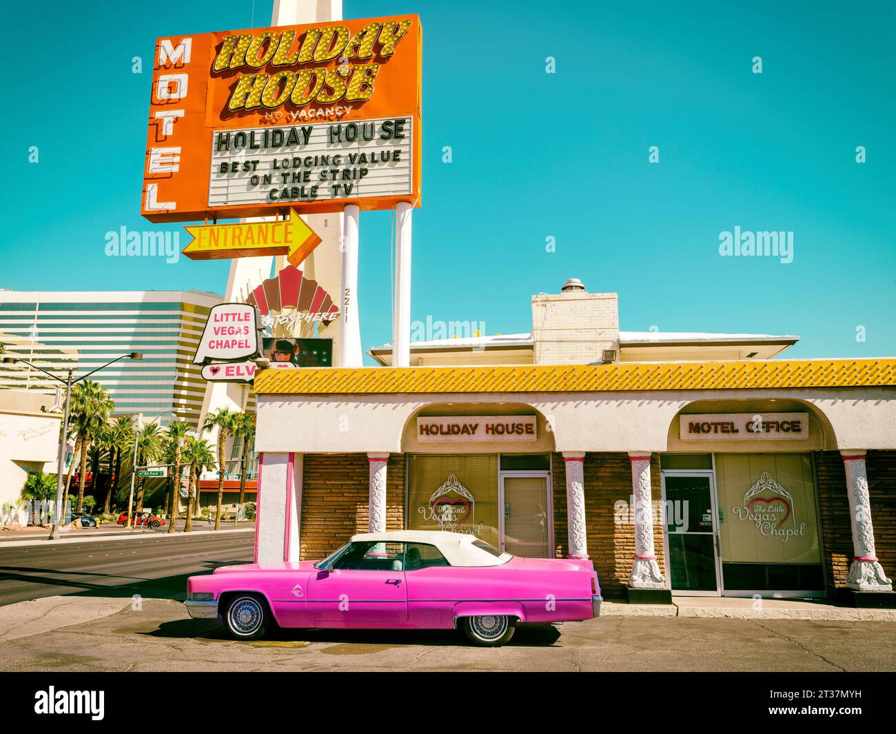 Holiday House Motel  with Wedding Chappel included  Famous Las Vegas Strip and Boulevard Las Vegas,Nevada,Clark County USA Stock Photo