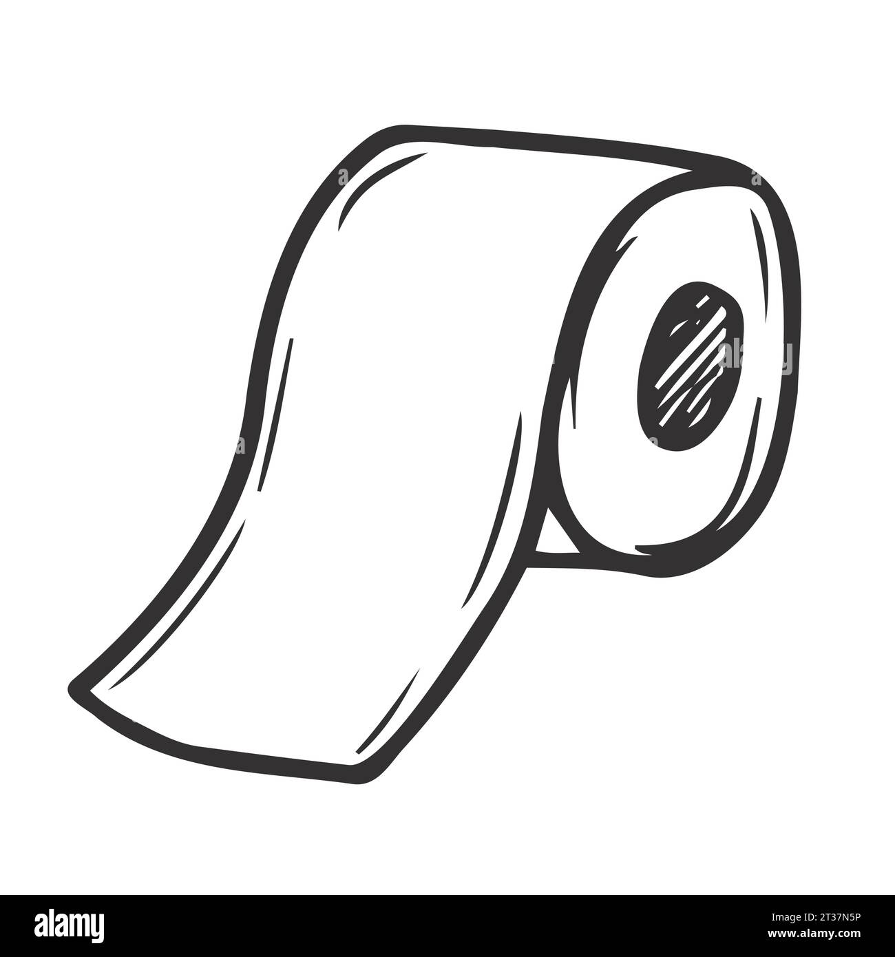 A roll of toilet paper in the Doodle style.Handdrawn toilet paper.Vector illustration isolated