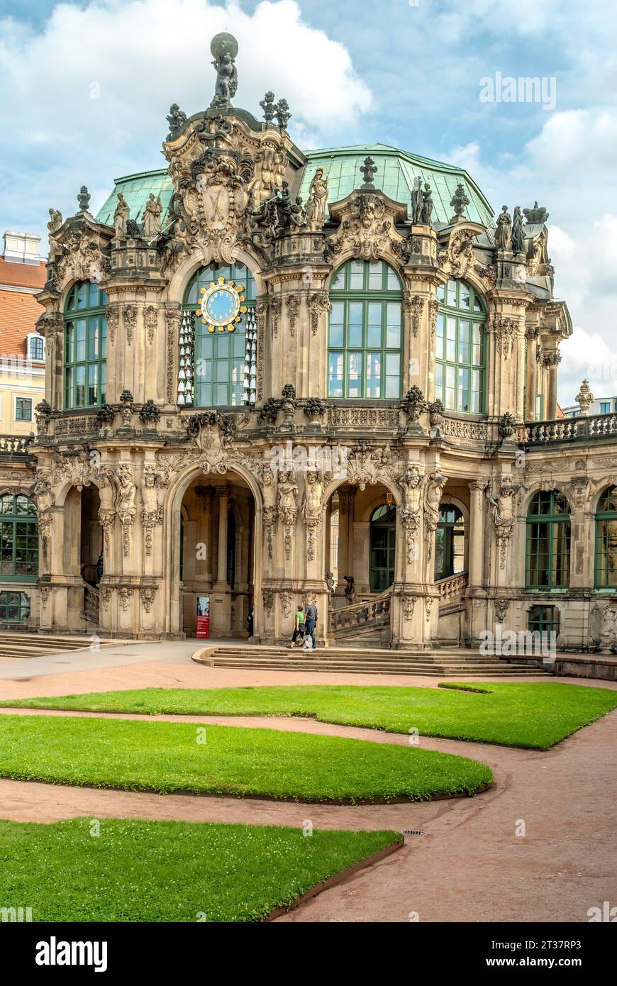 Bell Chime and entrance to the Porcelain Collection at the Zwinger Palace, Dresden, Germany Stock Photo