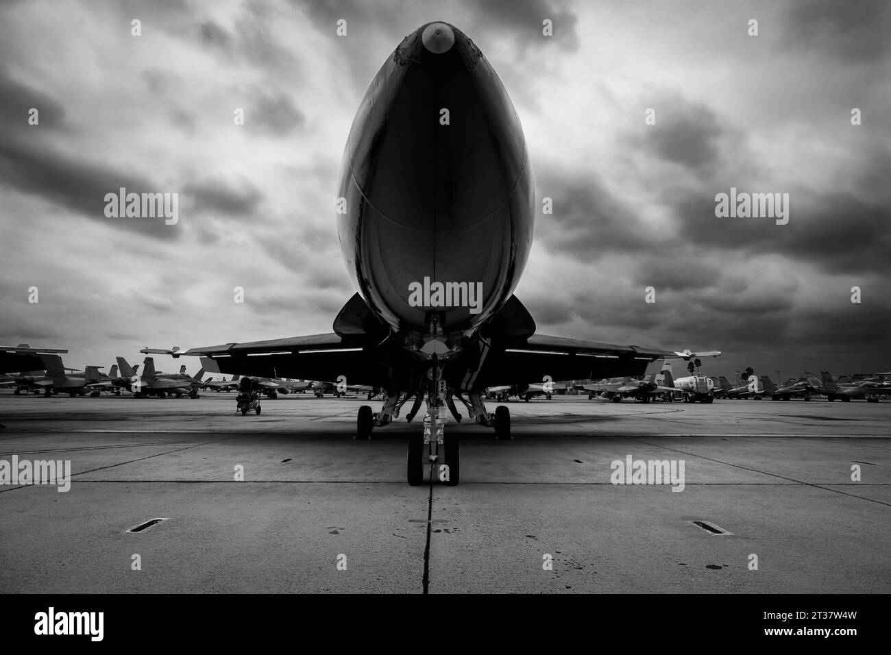 Miramar, California, USA - September 21, 2023: A US Navy Blue Angel sits on the tarmac before America's Airshow 2023. Stock Photo
