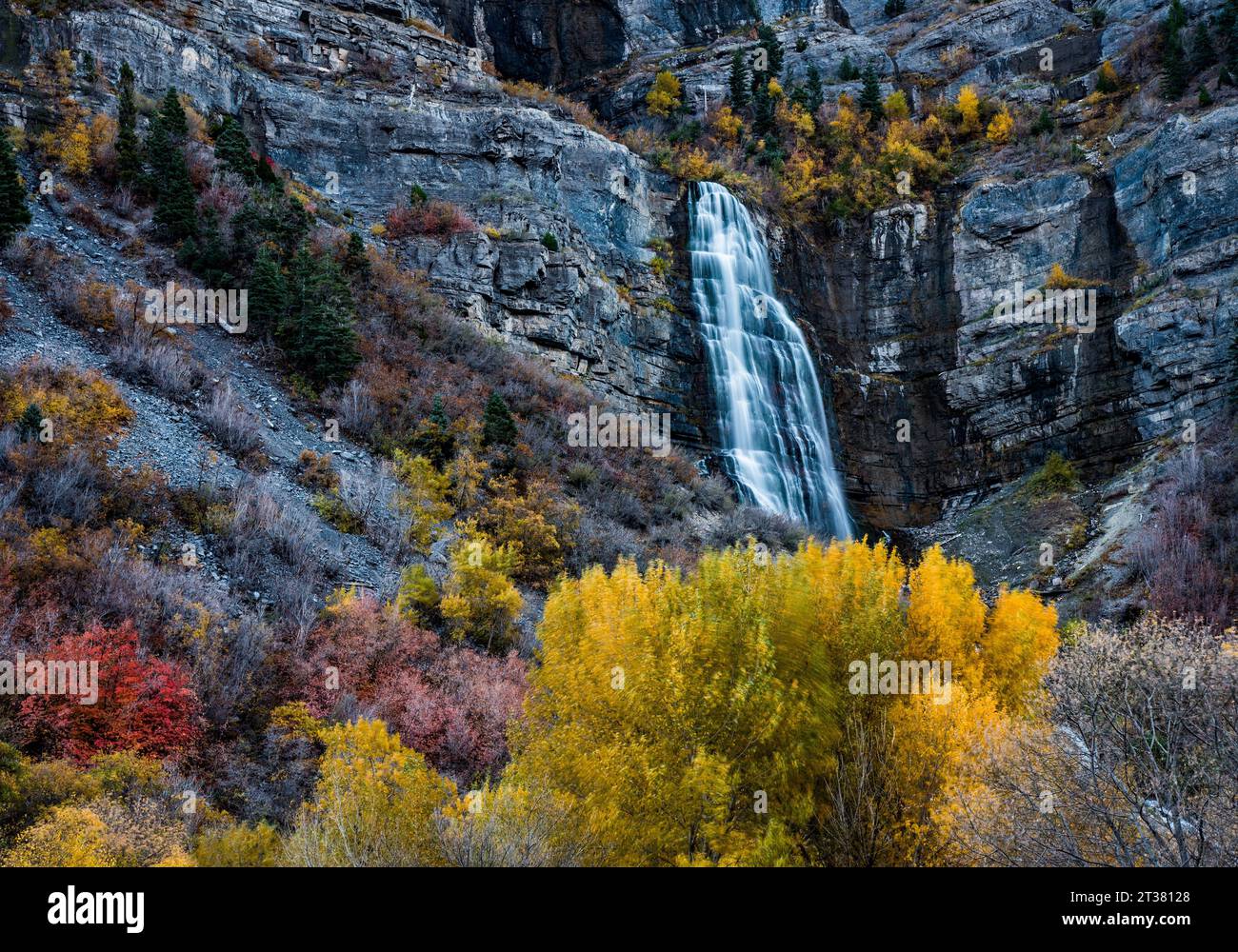 Bridal Veil Falls in Autumn.  Provo, UT, USA Stock Photo