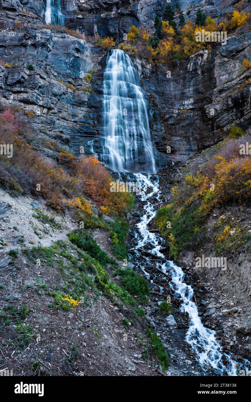 Bridal Veil Falls in Autumn.  Provo, UT, USA Stock Photo