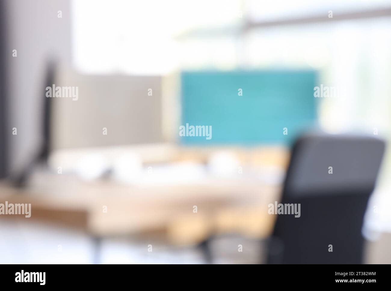 Blurred view of modern office with computers Stock Photo