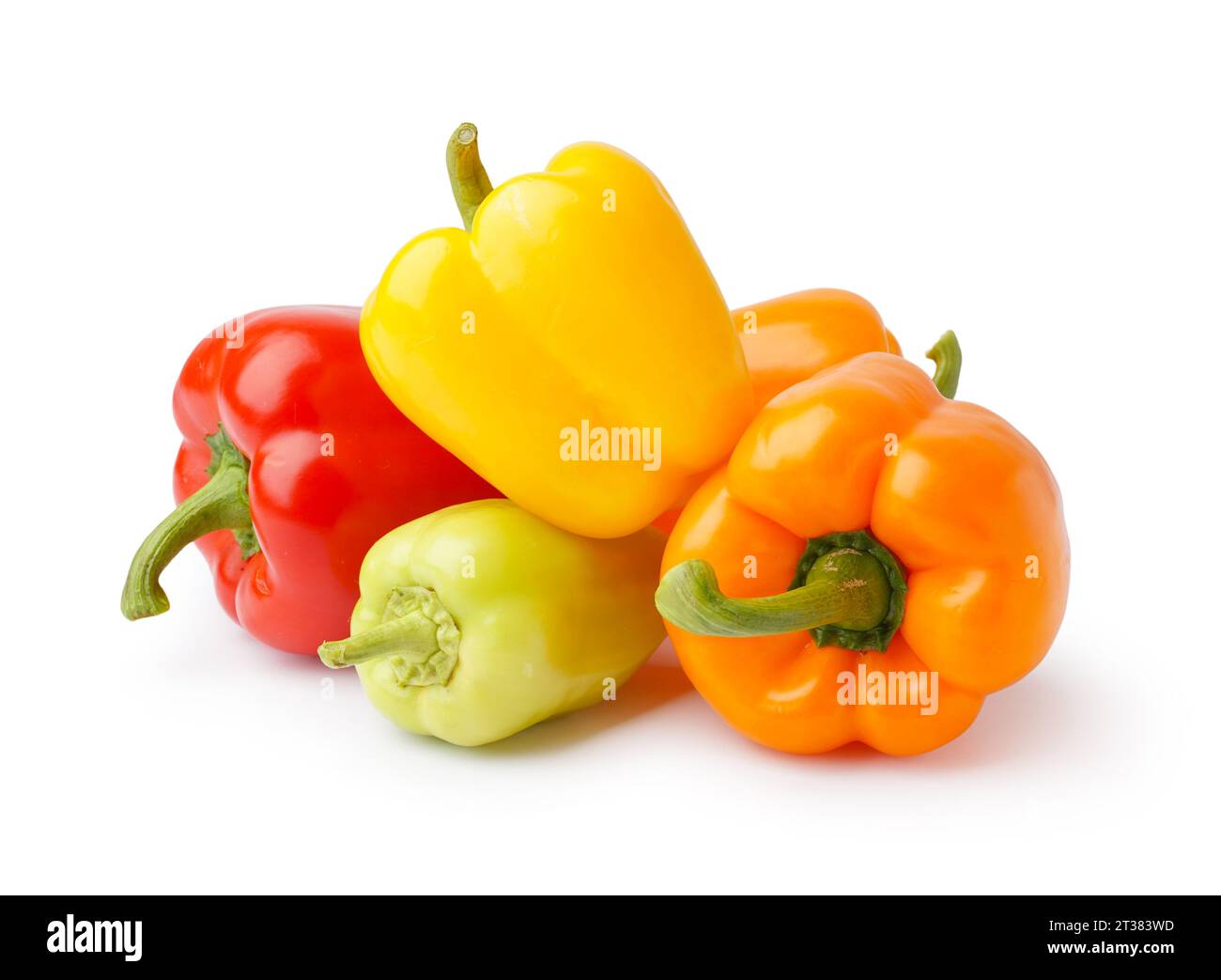 Colorful bell peppers on white background Stock Photo - Alamy