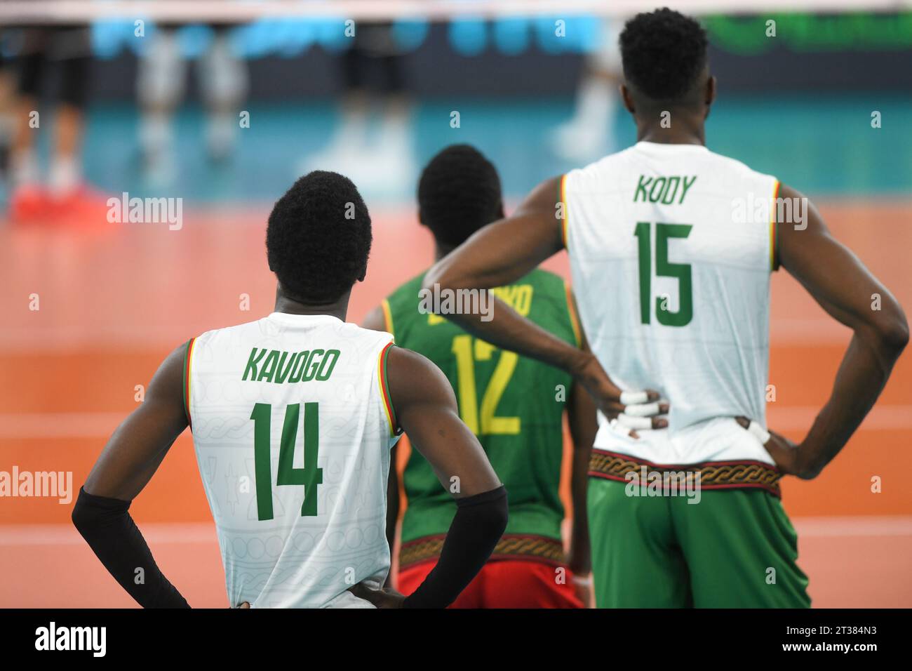 Yvan-Arthur Kody, Yaoussia Kavogo, Kevin Bassoko (Cameroon). Volleyball World Championship 2022. Stock Photo