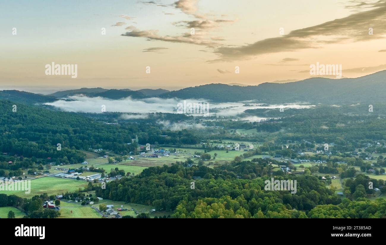 An aerial view of hills covered with green forests Stock Photo - Alamy